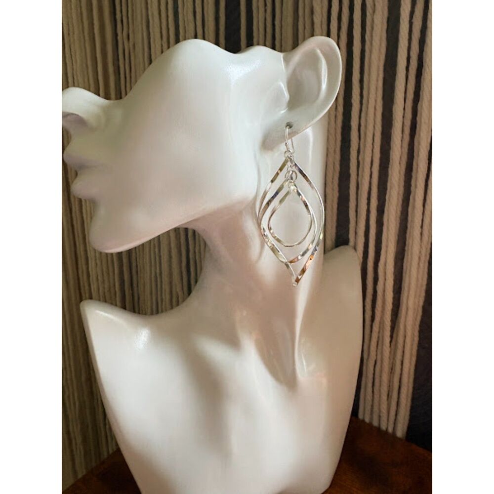 Silver-Tone Twisted Earrings 3"